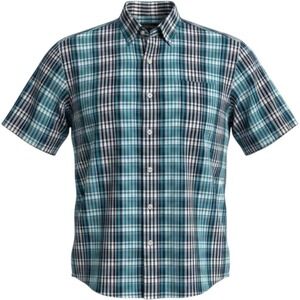 Brittany Bay Plaid Button Down Shirt Men's XL Blue Green Short Sleeve